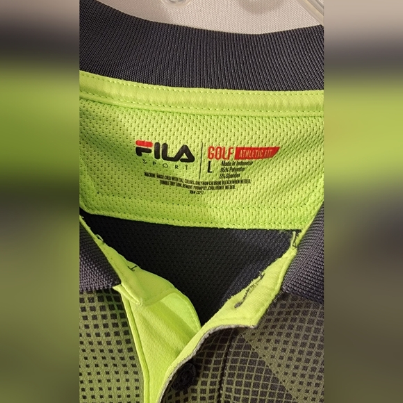 Fila Sport Men's Golf Athletic Fit Black and Green Shirt - Picture 2 of 8